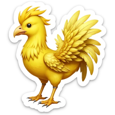 A classic yellow chocobo bird from Final Fantasy, large bird with small wings and long legs sticker