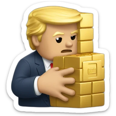 Trump hugging gold brick sticker