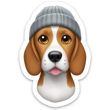 Beagle wearing a beanie sticker