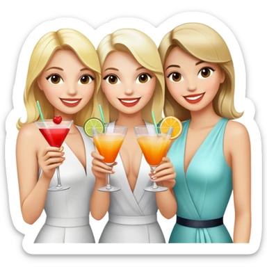 three blonde girls and a brunette girl drinking cocktails  sticker