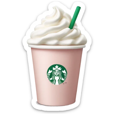 Pale blush pink Starbucks cup with whipped cream  sticker