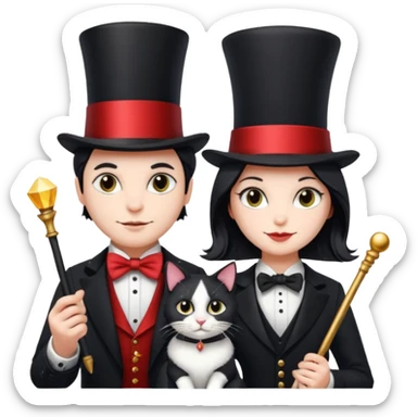 magician couple and th@ClashOfClansShopNo1eir pet cat sticker