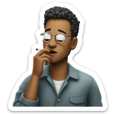 Person smoking a cigarette with smoke coming  sticker