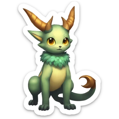 Anthro Shy Shiny Fakémon-Sona With Horns Full Body sticker