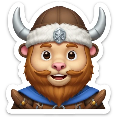 a cartoon Viking bear with horned cap sticker