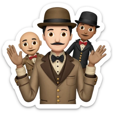 a puppet master moving two puppets sticker