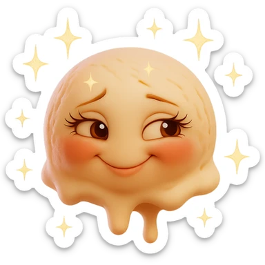 Add a sparkling effect to the animated emoji with small shining stars around the face, keeping the style simple and expressive. The background should be transparent. The original style is simple and expressive, please maintain that look while adding the sparkle effect. sticker