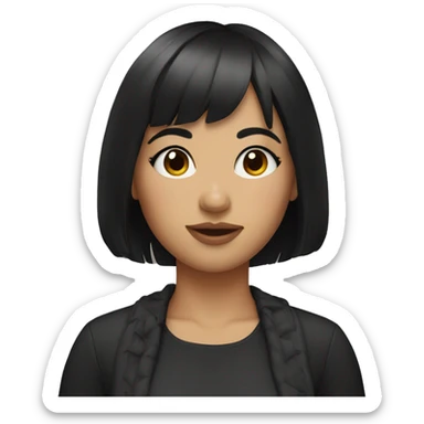 girl with black hair eyeliner and bangs sticker