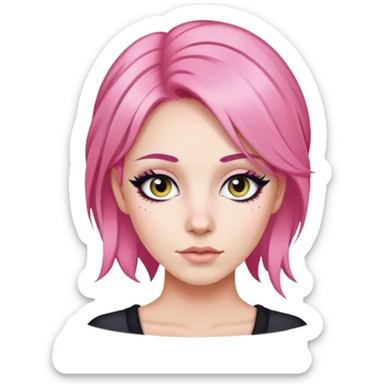pretty pink hair baddie with eyeliner  sticker