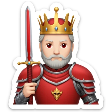 War old King – crimson armor + sword,Red Kings. sticker