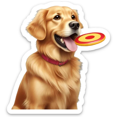 Red Golden retriever catching frisbee  sticker