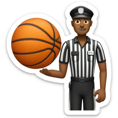 basketball referee with ball and whistle sticker