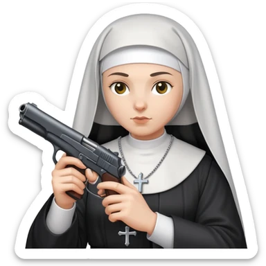 stylish nun holding a gun sticker