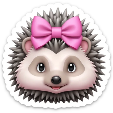 hedgehog with a pink bow sticker