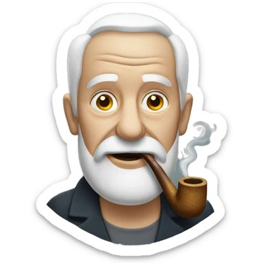 white old man with smoking pipe sticker