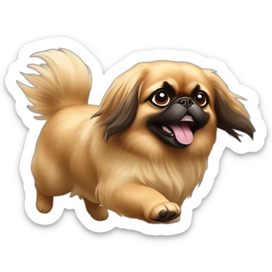 a pekingese dog is flying sticker