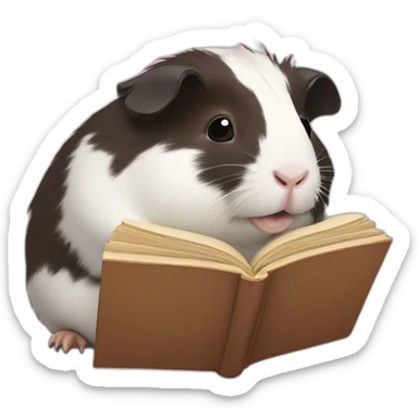 Fat guinea pig reading a book sticker