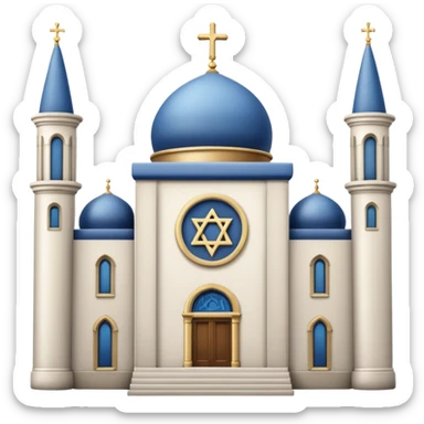 reform jewish synagogue similar in architecture to historical churches (pretty and magnificent), white in color, in ios emoji style sticker