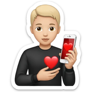 person silhouette holding a phone with a heart sticker