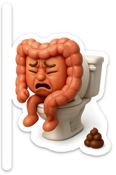 SU QUESTO STILE FAI UN EMOJI STILE IPHONE 3D DI UN INTESTINO CHE sta seduto sul wc e davanti ha una montagnetta di feci a palline stile emoji iphone, FAGLI UN ESPRESSIONE di dolore mentre si sforza E FALLO MOLTO REALISTICO IN 3D sticker