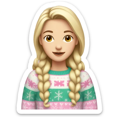 White girl wearing a Pastel Christmas sweater sticker
