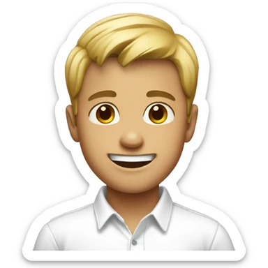 smiling boys in white shirt sticker