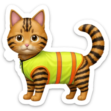 tabby cat in hi-vis clothing facing right sticker