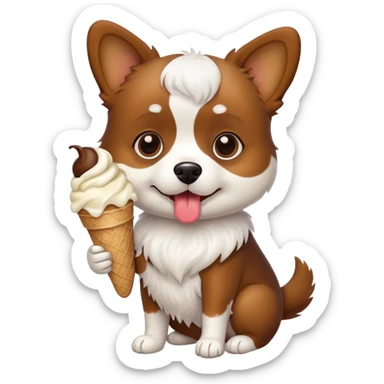 Little dog with ice cream  sticker