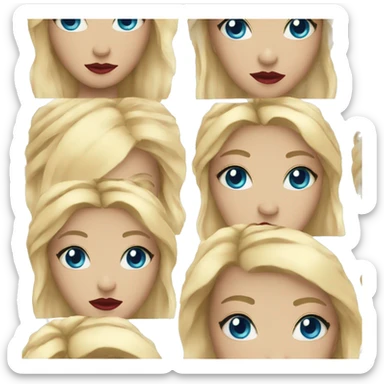blonde girl blue eyes red lip  sticker