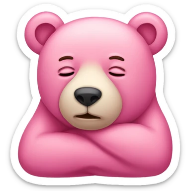 Sleepy pink bear sticker