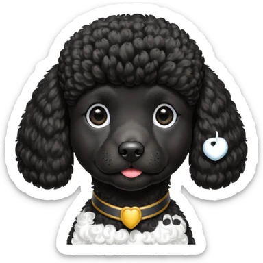 A high-resolution digital illustration of a black poodle in a clean, semi-realistic style. The poodle is shown from the chest up, facing sideways head tilted of the head to the left sticker