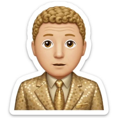 Curly Howard from The Three Stooges with dark blonde hair, beige sequin suit  sticker