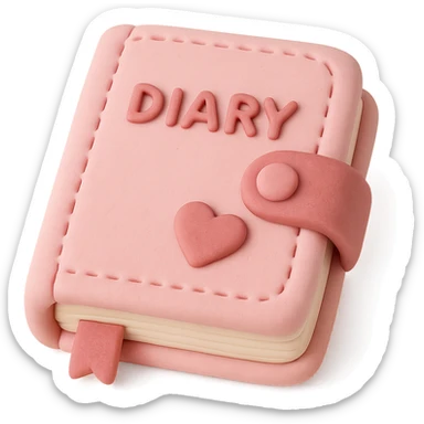 a pink diary, fondant cake art style sticker