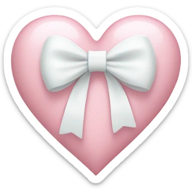 Pastel pink heart with white bow sticker