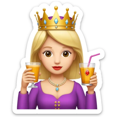 queen with drink sticker