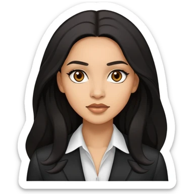 Business woman lightskin brown dark black long hair sticker