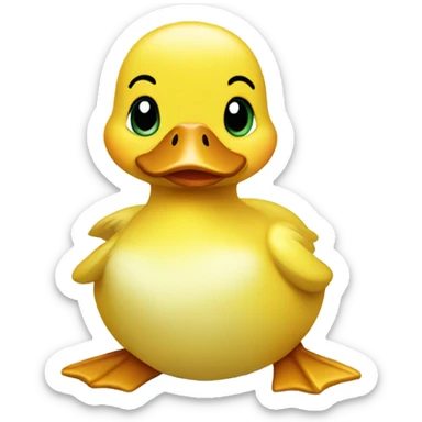 baby duck eating a bean sticker
