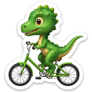Baby dinosaur riding a bike  sticker