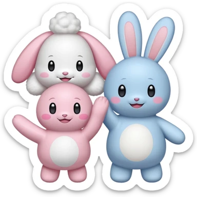Kirby and Cinnamoroll high fiving sticker