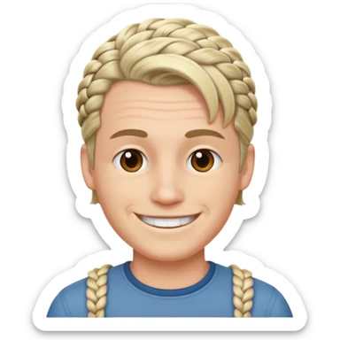 A white ton skin man with short braided hair sticker