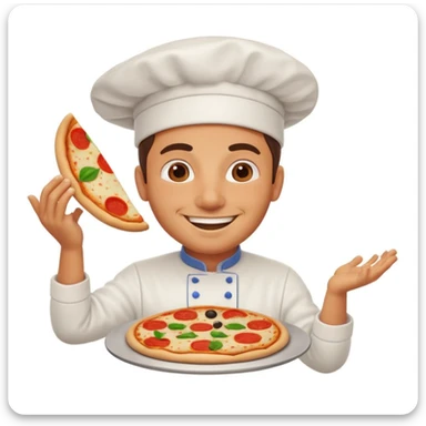 smiling Italian chef spinning pizza dough sticker