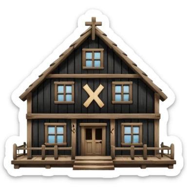 an inn with a big X on it sticker