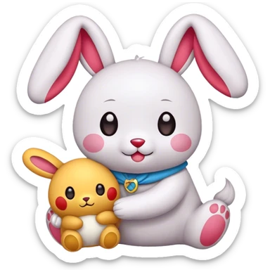 A labubu with a labubu plushi sticker