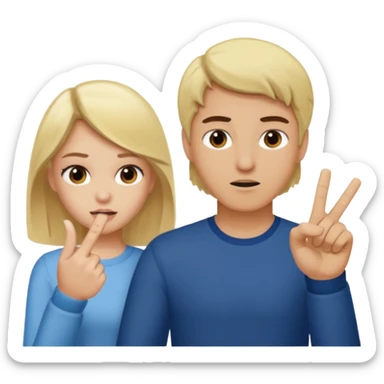 une fille blonde qui fait un doigt d'honneur a un mec brun parce qu'il vient de l'insulter sticker