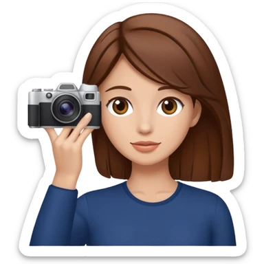Woman taking photography with brown hair sticker