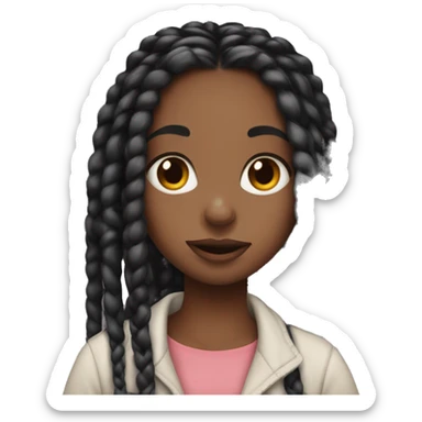 African American girl with long black box braids rolling her eyes sticker