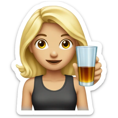 Blonde girl with a shot glass sticker