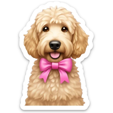 Golden doodle with a pink bow  sticker
