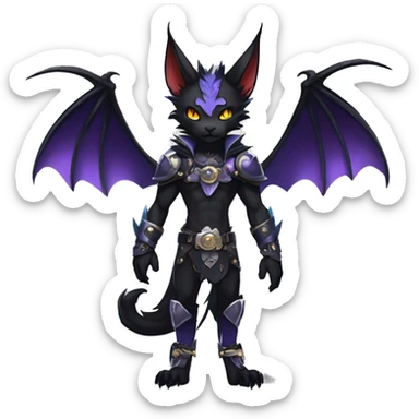 cool edgy evil pretty anthro godly legendary powerful colorful black shiny fantasy elegant nargacuga-bat-lynx-Fakemon wearing a collar, techwear punk style, beautiful mane, full body sticker