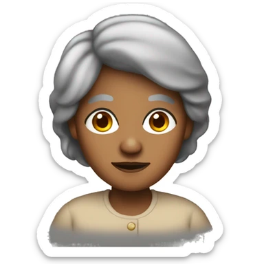 brown grandma with black and straight hair sticker